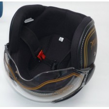 MOTOPŘILBA OTEVŘENÁ S PLEXISKLEM JAWA PÉRÁK ORIGINÁL - ČERNÁ/ZLATÉ PÍSMO